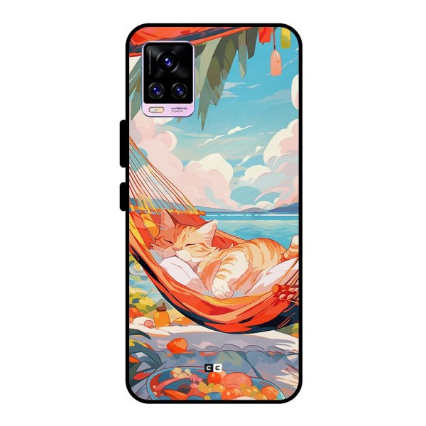 Cute Cat On Beach Metal Back Case for Vivo V20 Pro