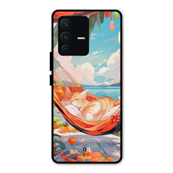 Cute Cat On Beach Metal Back Case for Vivo V23 Pro