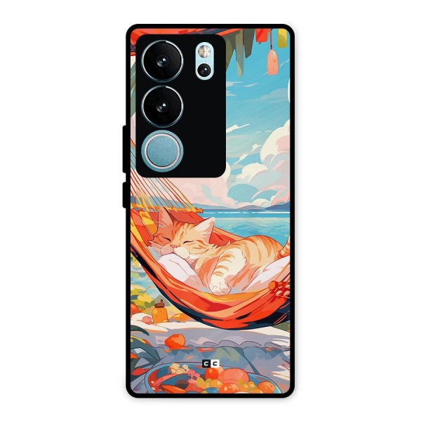Cute Cat On Beach Metal Back Case for Vivo V29