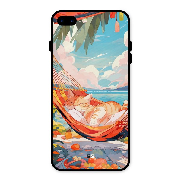Cute Cat On Beach Metal Back Case for iPhone 8 Plus