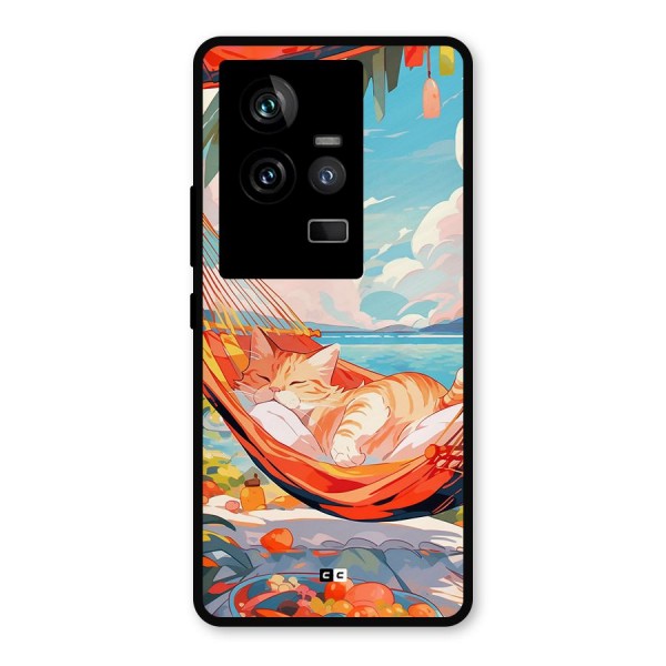Cute Cat On Beach Metal Back Case for iQOO 11 5G