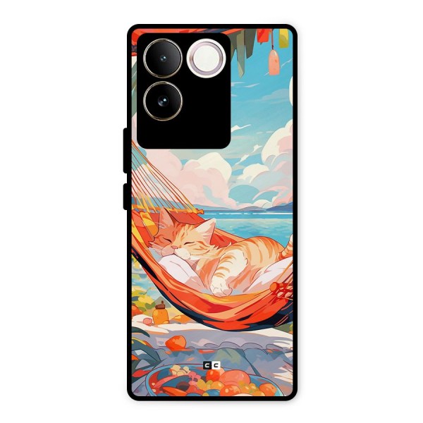 Cute Cat On Beach Metal Back Case for iQOO Z7 Pro