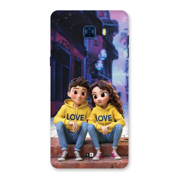 Cute Couple Sitting Back Case for Galaxy C7 Pro