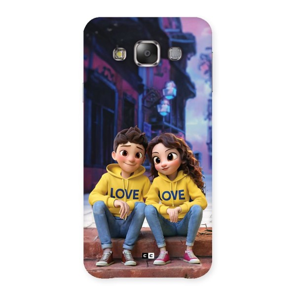 Cute Couple Sitting Back Case for Galaxy E7