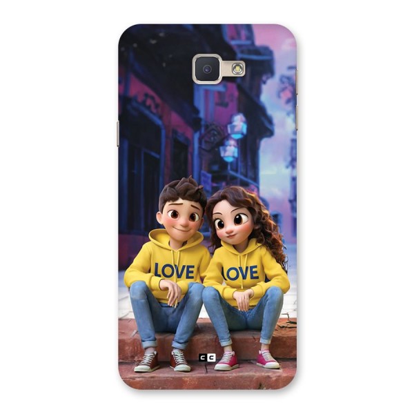 Cute Couple Sitting Back Case for Galaxy J5 Prime