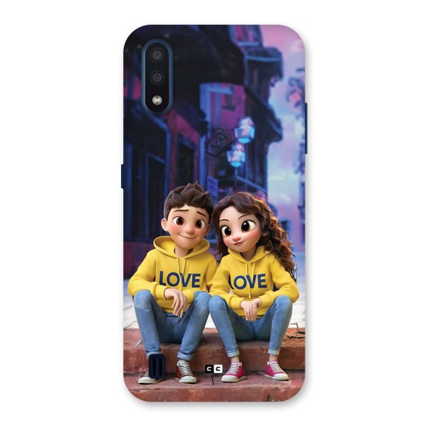 Cute Couple Sitting Back Case for Galaxy M01