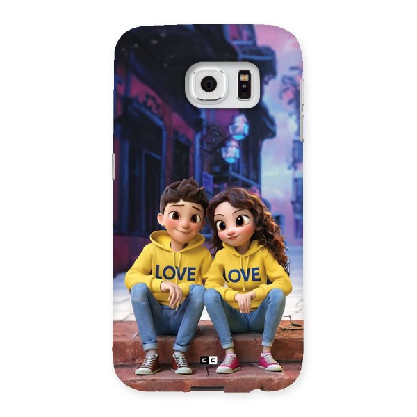 Cute Couple Sitting Back Case for Galaxy S6