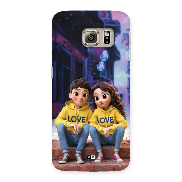 Cute Couple Sitting Back Case for Galaxy S6 Edge Plus