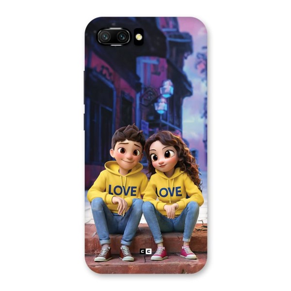 Cute Couple Sitting Back Case for Honor 10