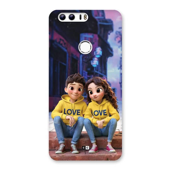 Cute Couple Sitting Back Case for Honor 8