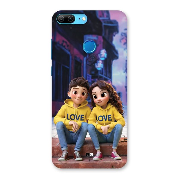 Cute Couple Sitting Back Case for Honor 9 Lite