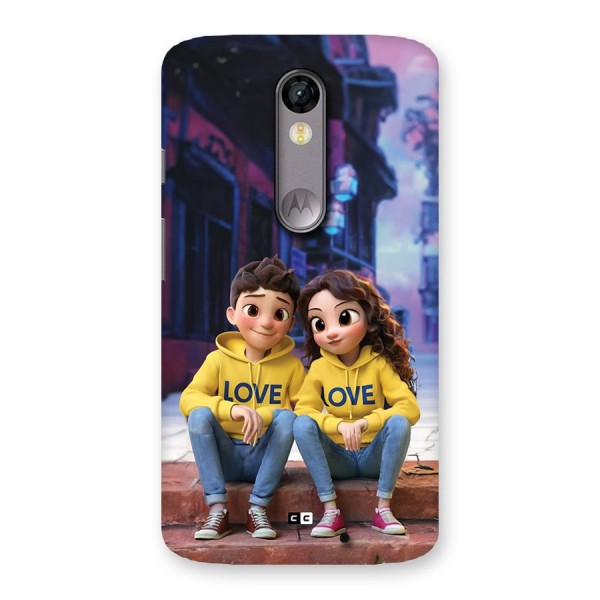 Cute Couple Sitting Back Case for Moto X Force
