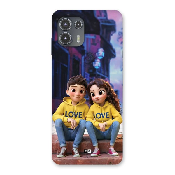 Cute Couple Sitting Back Case for Motorola Edge 20 Fusion