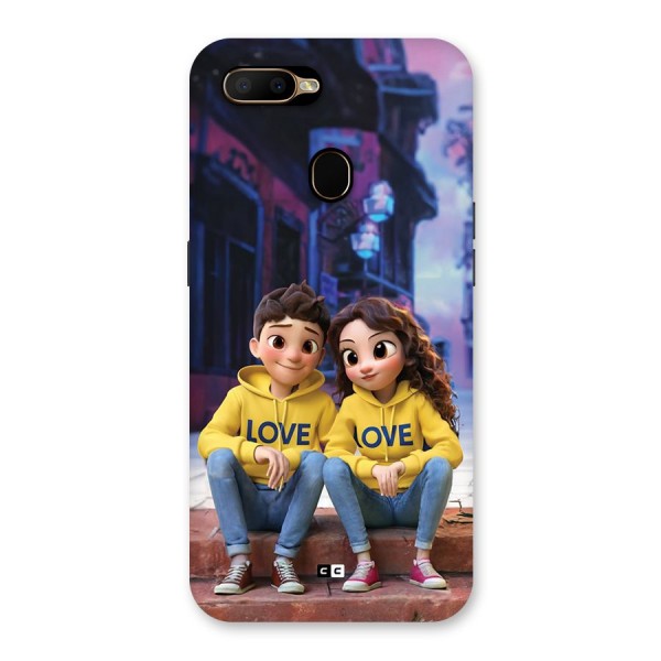 Cute Couple Sitting Back Case for Oppo A5s