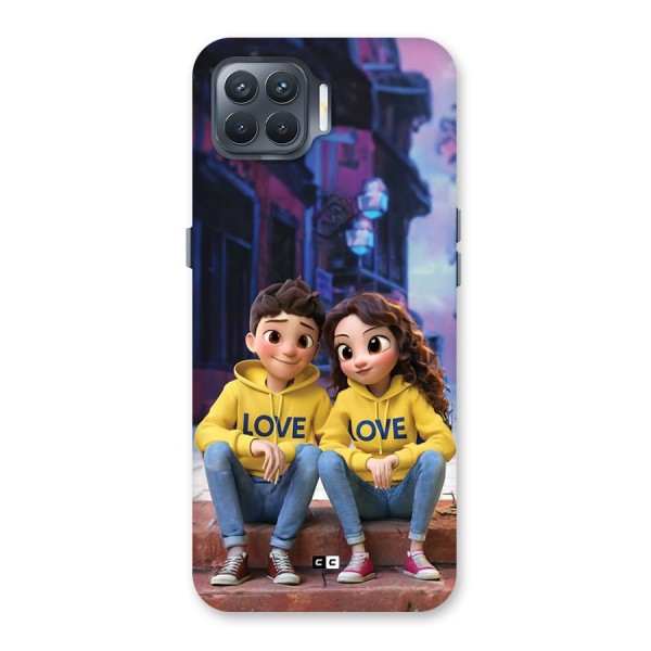 Cute Couple Sitting Back Case for Oppo F17 Pro