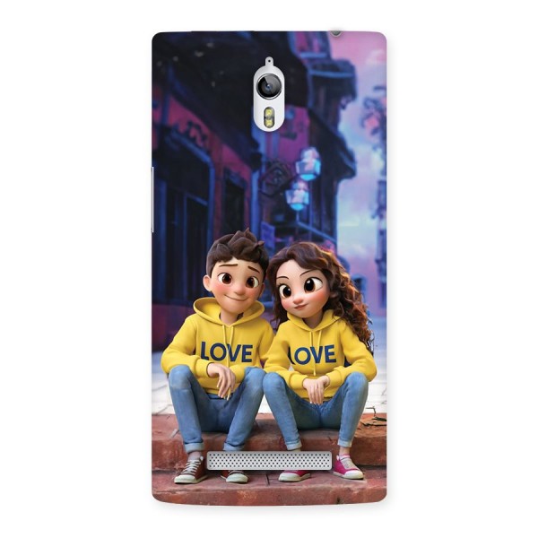 Cute Couple Sitting Back Case for Oppo Find 7