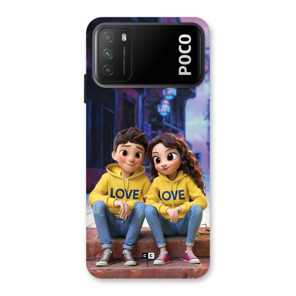 Cute Couple Sitting Back Case for Poco M3