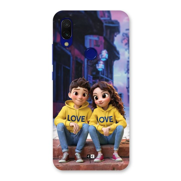 Cute Couple Sitting Back Case for Redmi 7