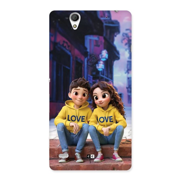 Cute Couple Sitting Back Case for Xperia C4