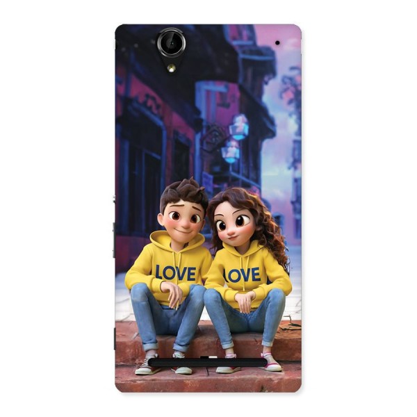 Cute Couple Sitting Back Case for Xperia T2
