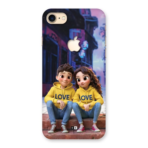 Cute Couple Sitting Back Case for iPhone 7 Apple Cut