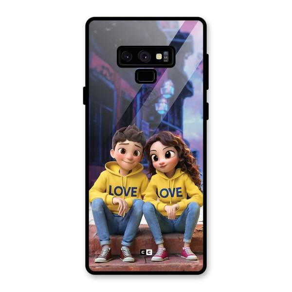 Cute Couple Sitting Glass Back Case for Galaxy Note 9