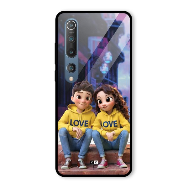 Cute Couple Sitting Glass Back Case for Mi 10
