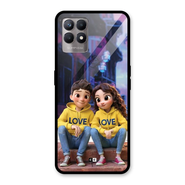 Cute Couple Sitting Glass Back Case for Realme Narzo 50