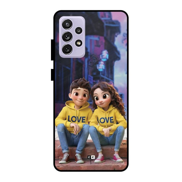 Cute Couple Sitting Metal Back Case for Galaxy A72