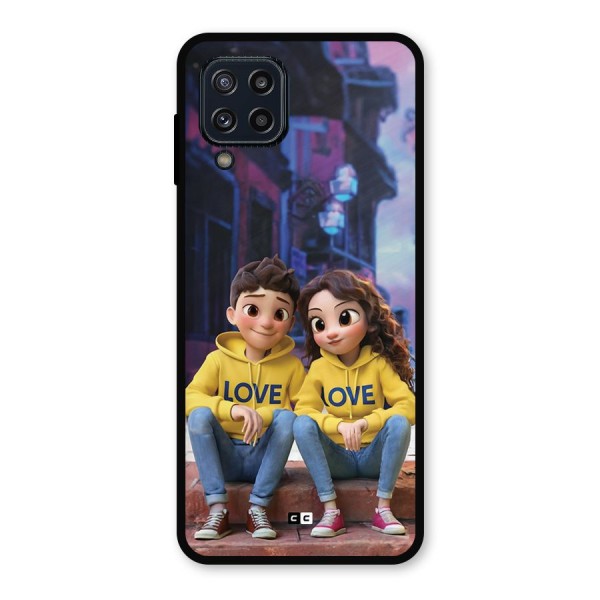 Cute Couple Sitting Metal Back Case for Galaxy M32
