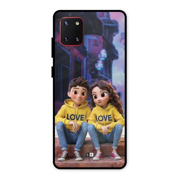 Cute Couple Sitting Metal Back Case for Galaxy Note 10 Lite