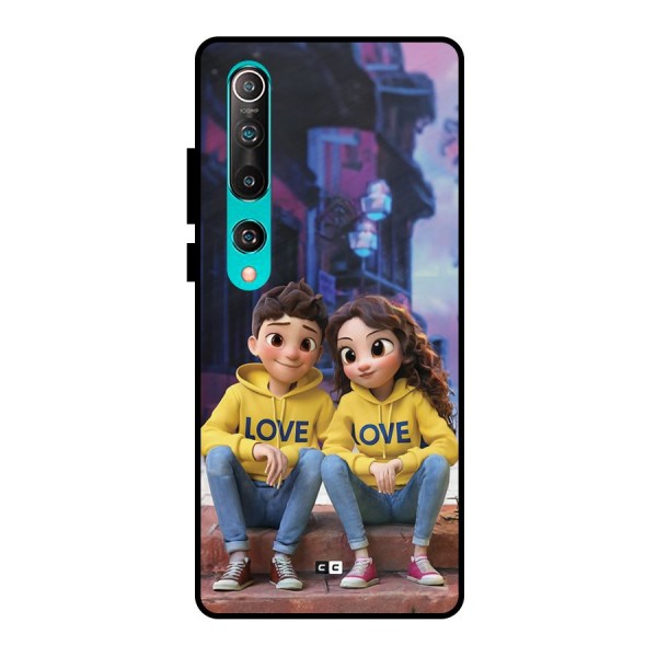 Cute Couple Sitting Metal Back Case for Mi 10