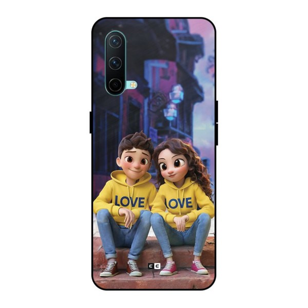 Cute Couple Sitting Metal Back Case for Nord CE 5g