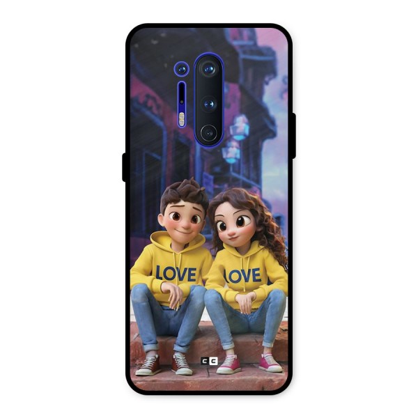 Cute Couple Sitting Metal Back Case for OnePlus 8 Pro