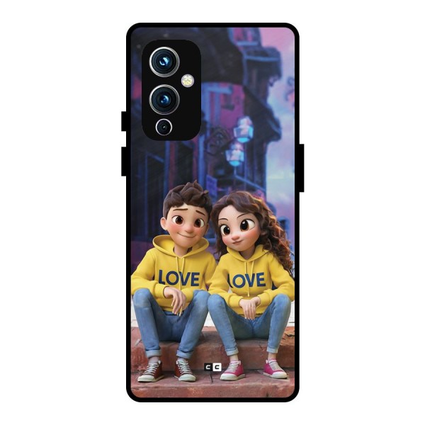 Cute Couple Sitting Metal Back Case for OnePlus 9