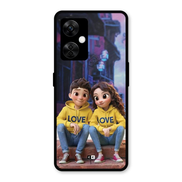 Cute Couple Sitting Metal Back Case for OnePlus Nord CE 3 Lite
