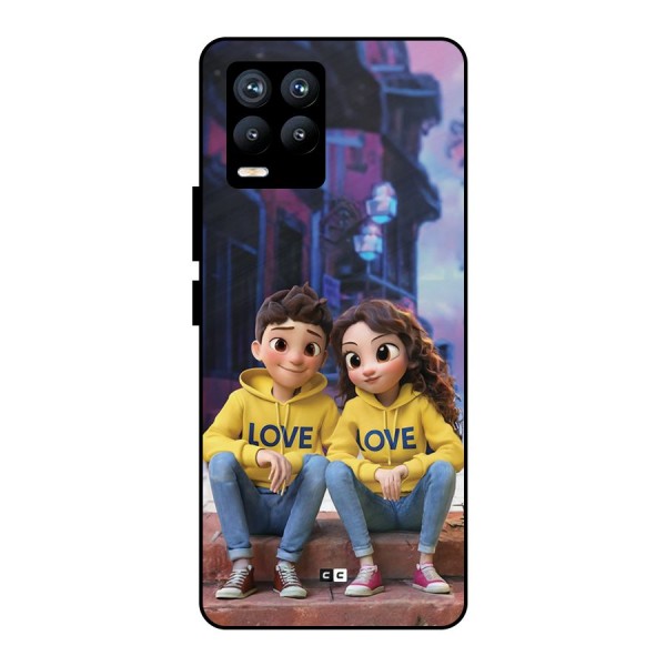 Cute Couple Sitting Metal Back Case for Realme 8 Pro