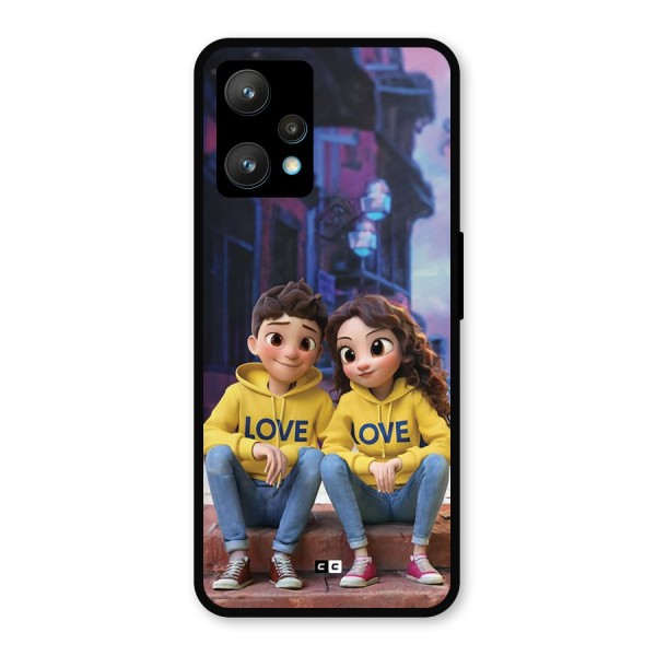 Cute Couple Sitting Metal Back Case for Realme 9 Pro Plus 5G