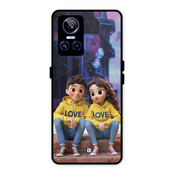 Cute Couple Sitting Metal Back Case for Realme GT Neo 3