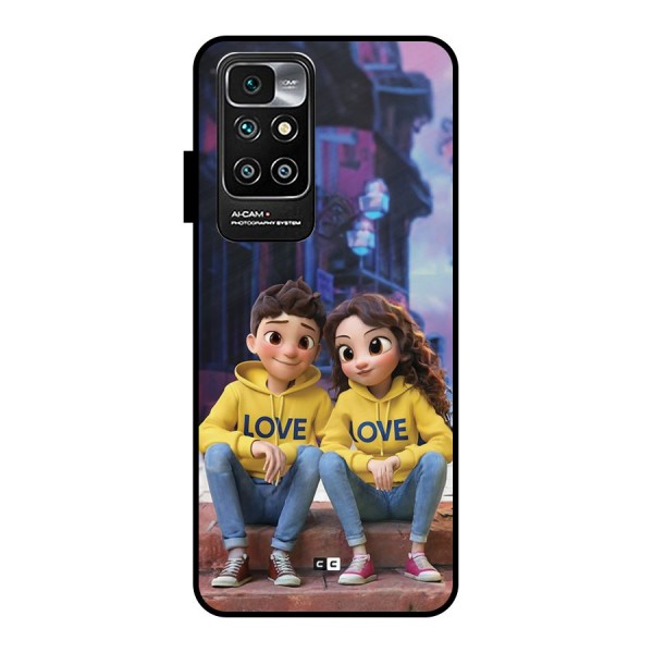 Cute Couple Sitting Metal Back Case for Redmi 10 Prime