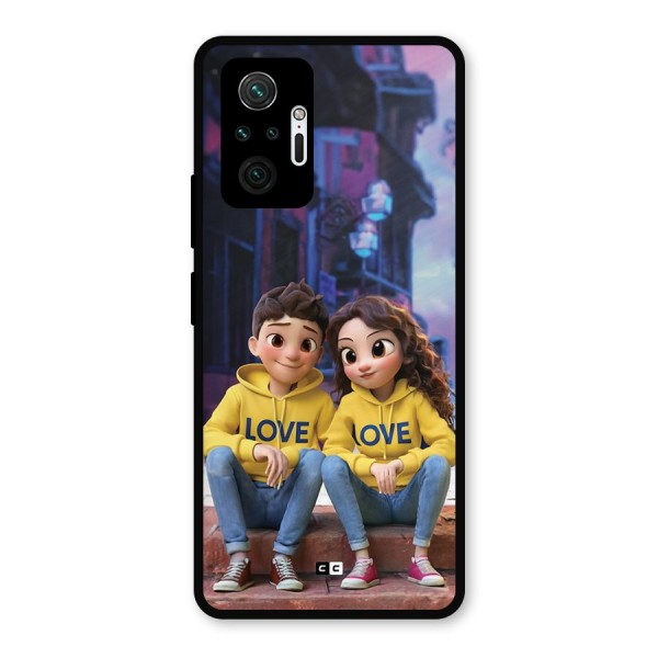 Cute Couple Sitting Metal Back Case for Redmi Note 10 Pro