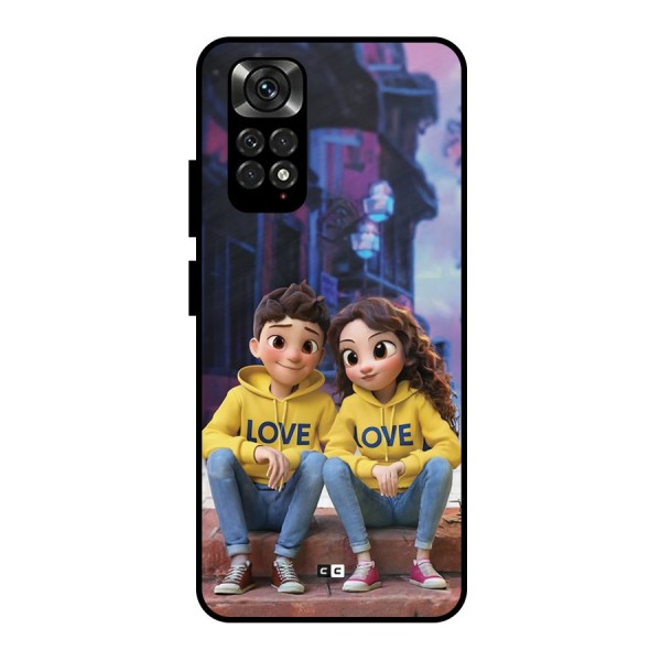 Cute Couple Sitting Metal Back Case for Redmi Note 11 Pro Plus 5G