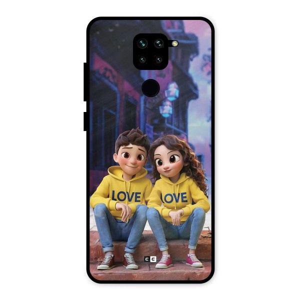 Cute Couple Sitting Metal Back Case for Redmi Note 9