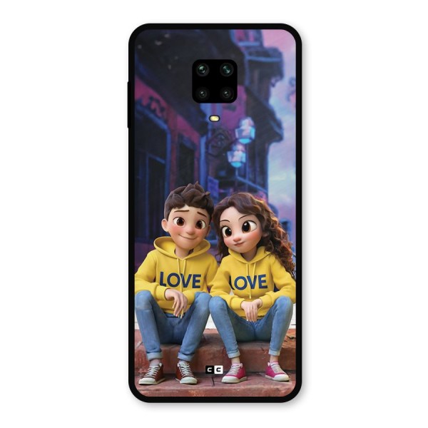 Cute Couple Sitting Metal Back Case for Redmi Note 9 Pro Max
