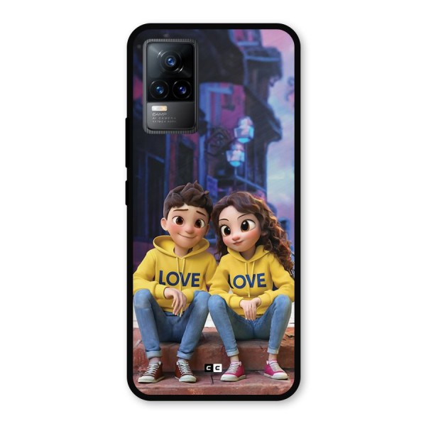 Cute Couple Sitting Metal Back Case for Vivo Y73