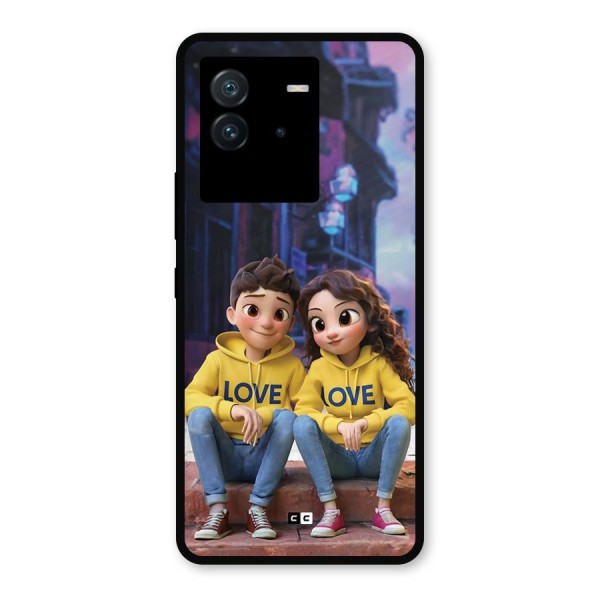 Cute Couple Sitting Metal Back Case for iQOO Neo 6 5G