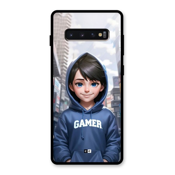 Cute Gamer Glass Back Case for Galaxy S10 Plus