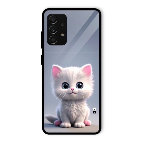 Cute Kitten Sitting Glass Back Case for Galaxy A53 5G
