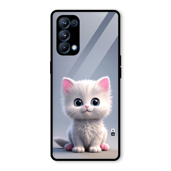 Cute Kitten Sitting Glass Back Case for Oppo Reno5 Pro 5G