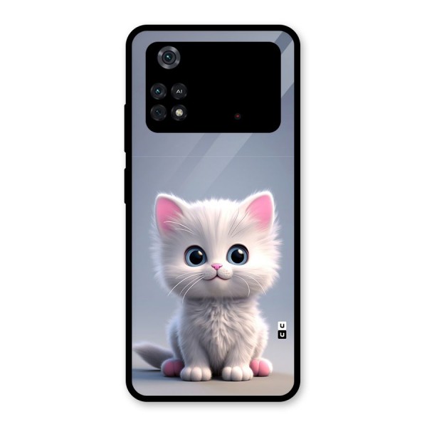 Cute Kitten Sitting Glass Back Case for Poco M4 Pro 4G